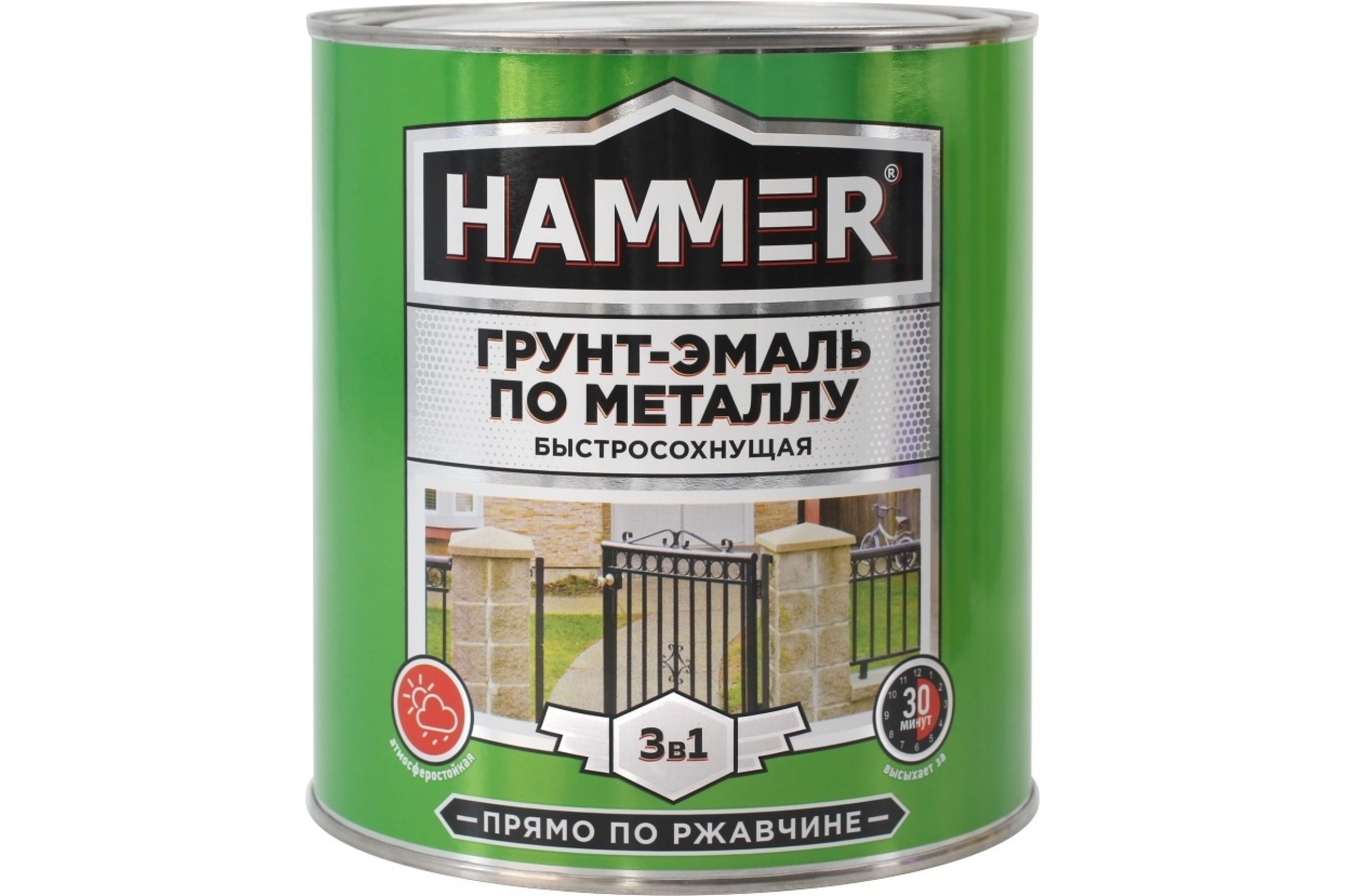 

HAMMER Грунт-эмаль по металлу 3 в 1 б/с белая 2,7 кг / 4 ЭК000125861