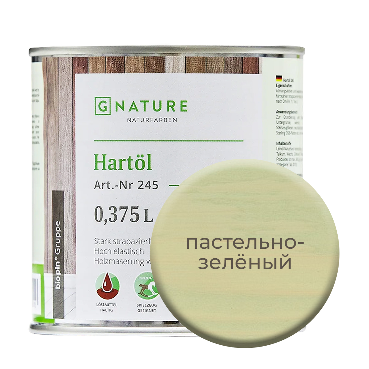 фото Твердое масло. краска для стен, потолков и осб плит gnature 375 мл. пастельный зеленый