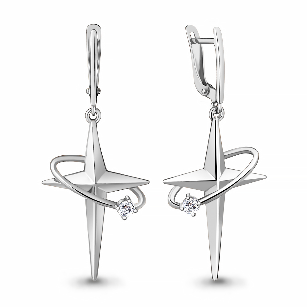 

Серьги из серебра с фианитом Aquamarine Aquamarine 49314А_925_р, 49314А_925_р