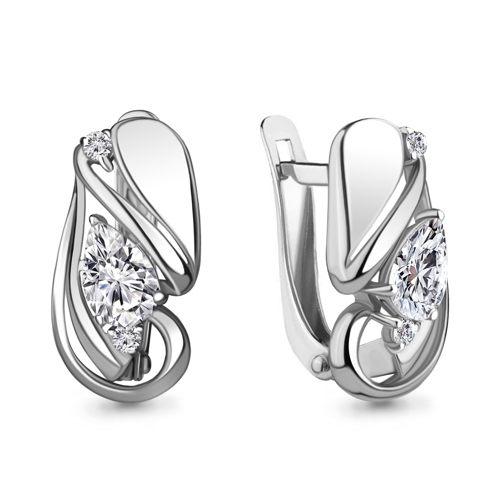 

Серьги из серебра с фианитом Aquamarine Aquamarine 49308А_925_р, 49308А_925_р