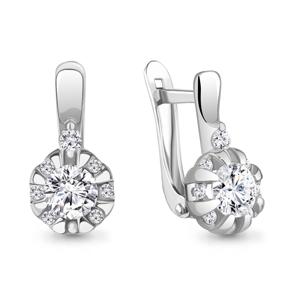 

Серьги из серебра с фианитом Aquamarine Aquamarine 49303А_925_р, 49303А_925_р