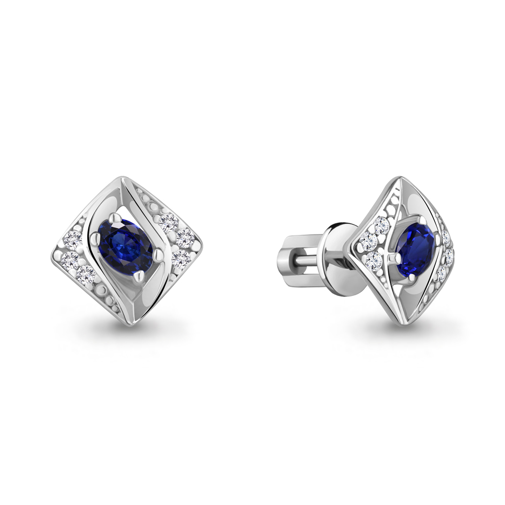 

Серьги из серебра с фианитом\сапфиром искусственным Aquamarine Aquamarine 49295АБ_925_р, 49295АБ_925_р