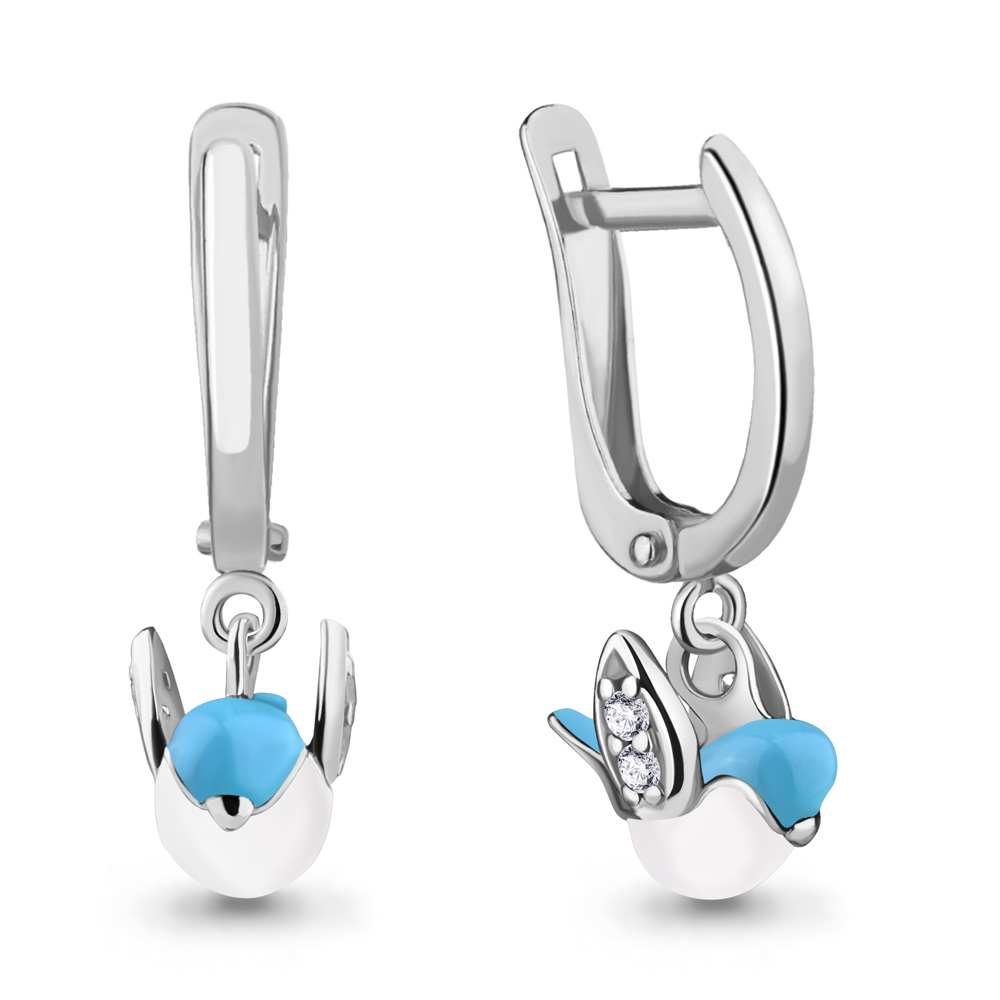 

Серьги из серебра с фианитом\эмалью Aquamarine Aquamarine 49278А_925_р, 49278А_925_р