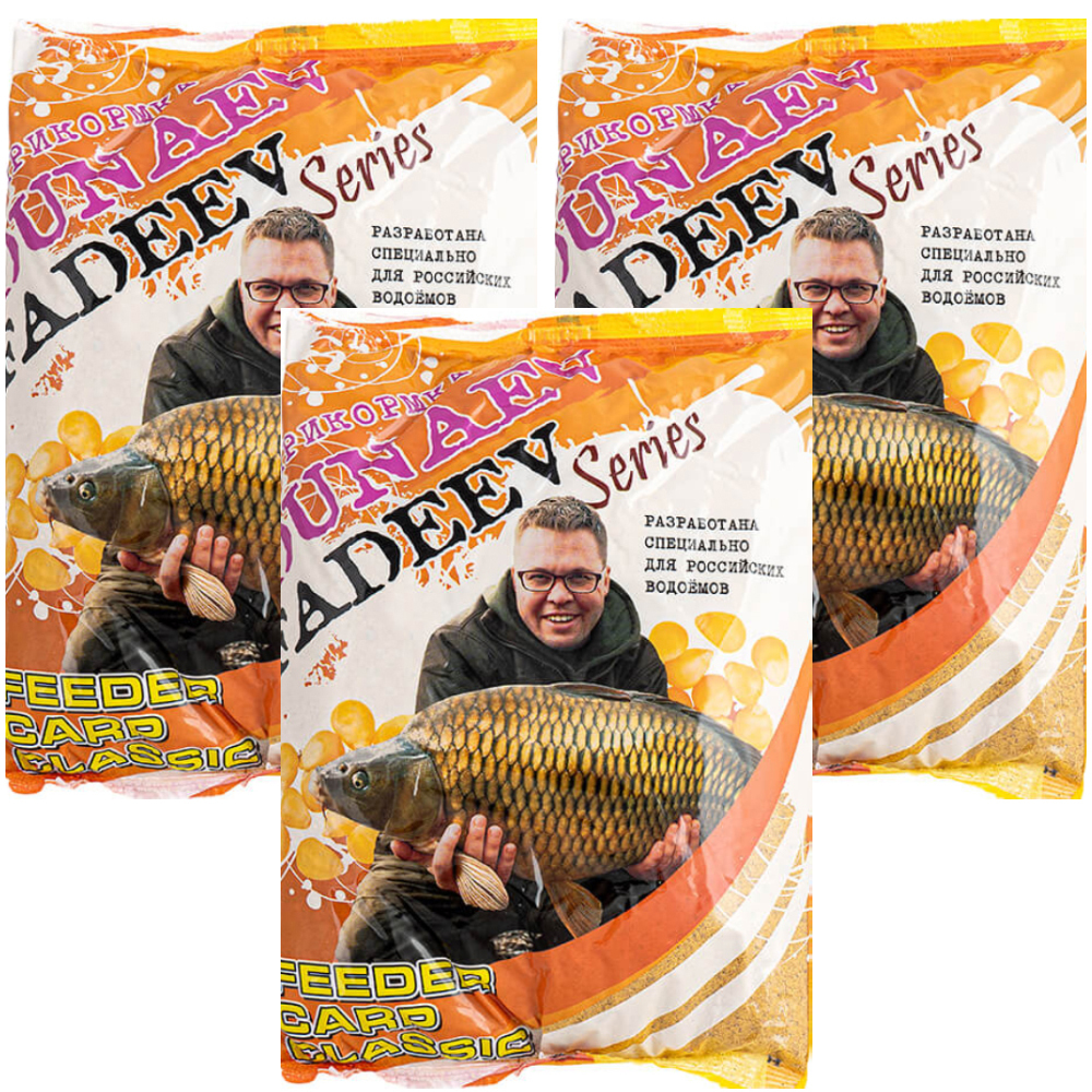 

Прикормка рыболовная Dunaev Fadeev Feeder Carp Classic 3 упаковки, Разноцветный, Fadeev