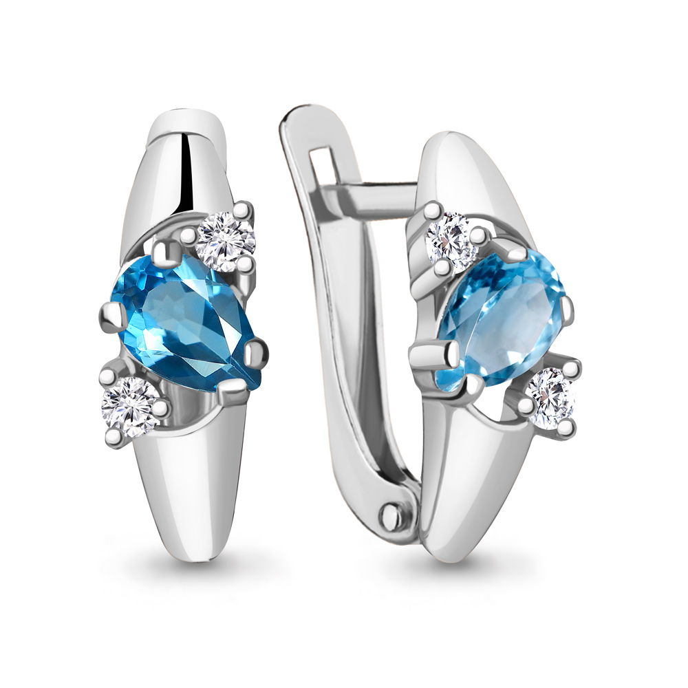 

Серьги из серебра с топазом\фианитом Aquamarine Aquamarine 4926705А_925_р, 4926705А_925_р