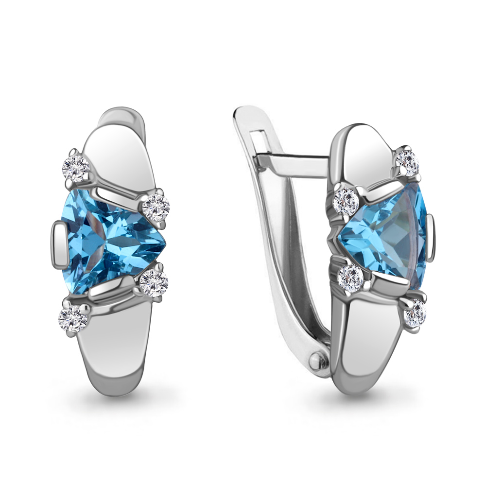 

Серьги из серебра с топазом\фианитом Aquamarine Aquamarine 4926505А_925_р, 4926505А_925_р