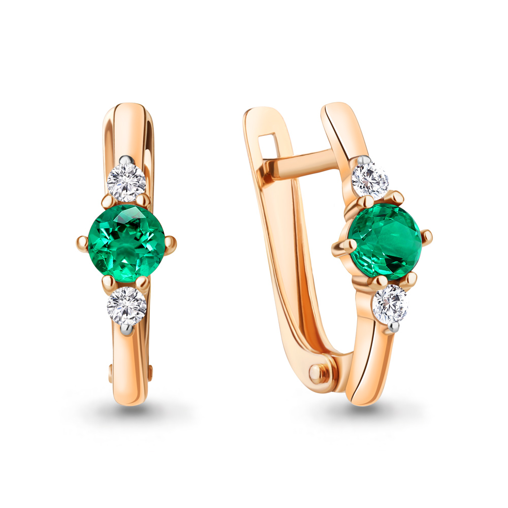 

Серьги из серебра с фианитом\изумрудом искусственным Aquamarine Aquamarine 49260АГ_925_з, 49260АГ_925_з