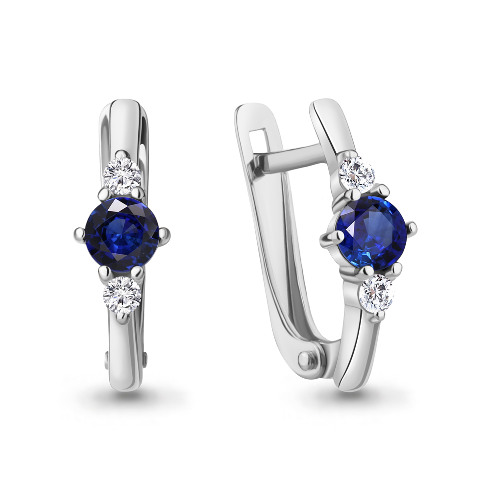 

Серьги из серебра с фианитом\сапфиром искусственным Aquamarine Aquamarine 49260АБ_925_р, 49260АБ_925_р