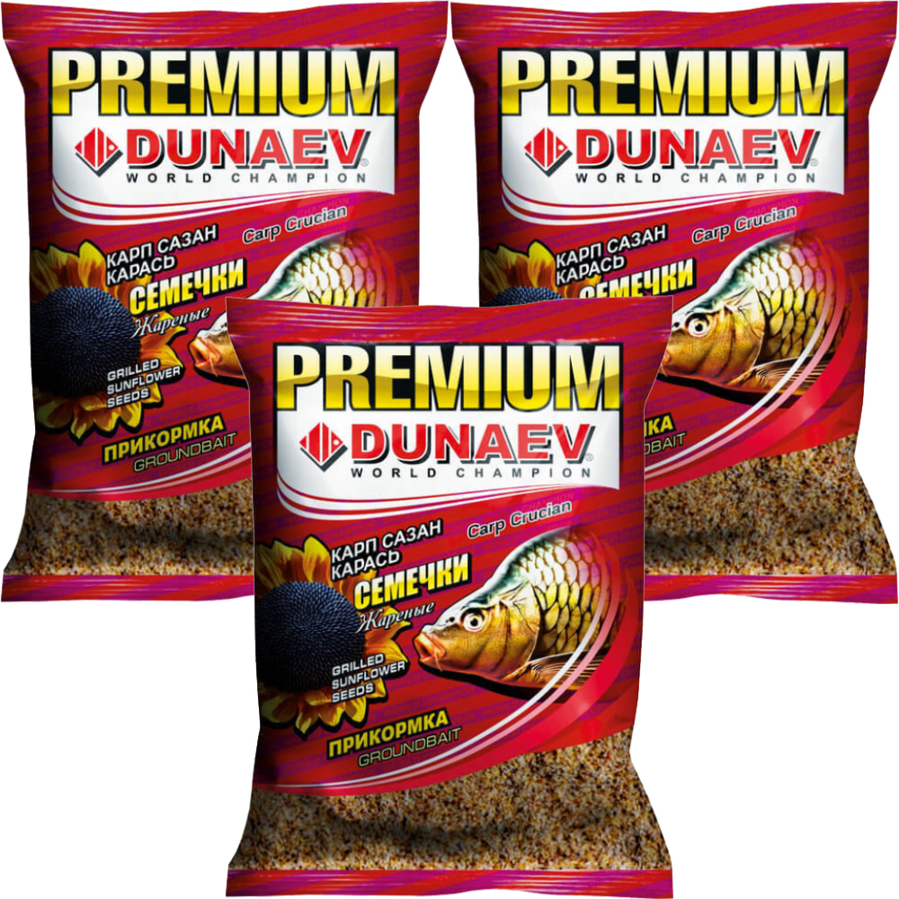 

Прикормка рыболовная Dunaev Premium Карп Сазан Жареная семечка 3 упаковки, Разноцветный, Premium