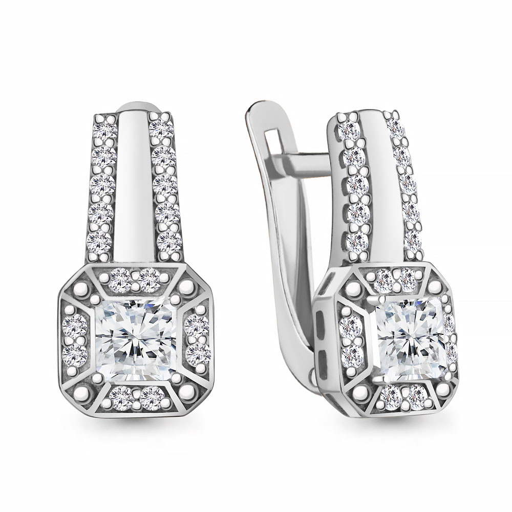 

Серьги из серебра с фианитом Aquamarine Aquamarine 49240А_925_р, 49240А_925_р