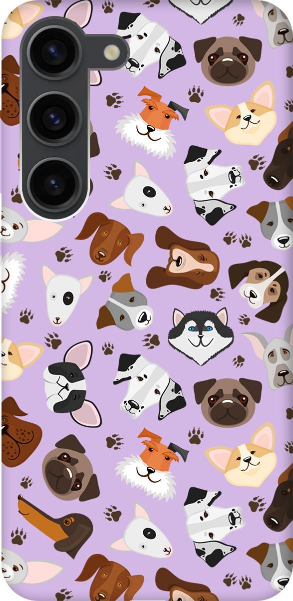 

Чехол на Samsung Galaxy S23 "Dogs Pattern" сиреневый, Фиолетовый;коричневый, 158326