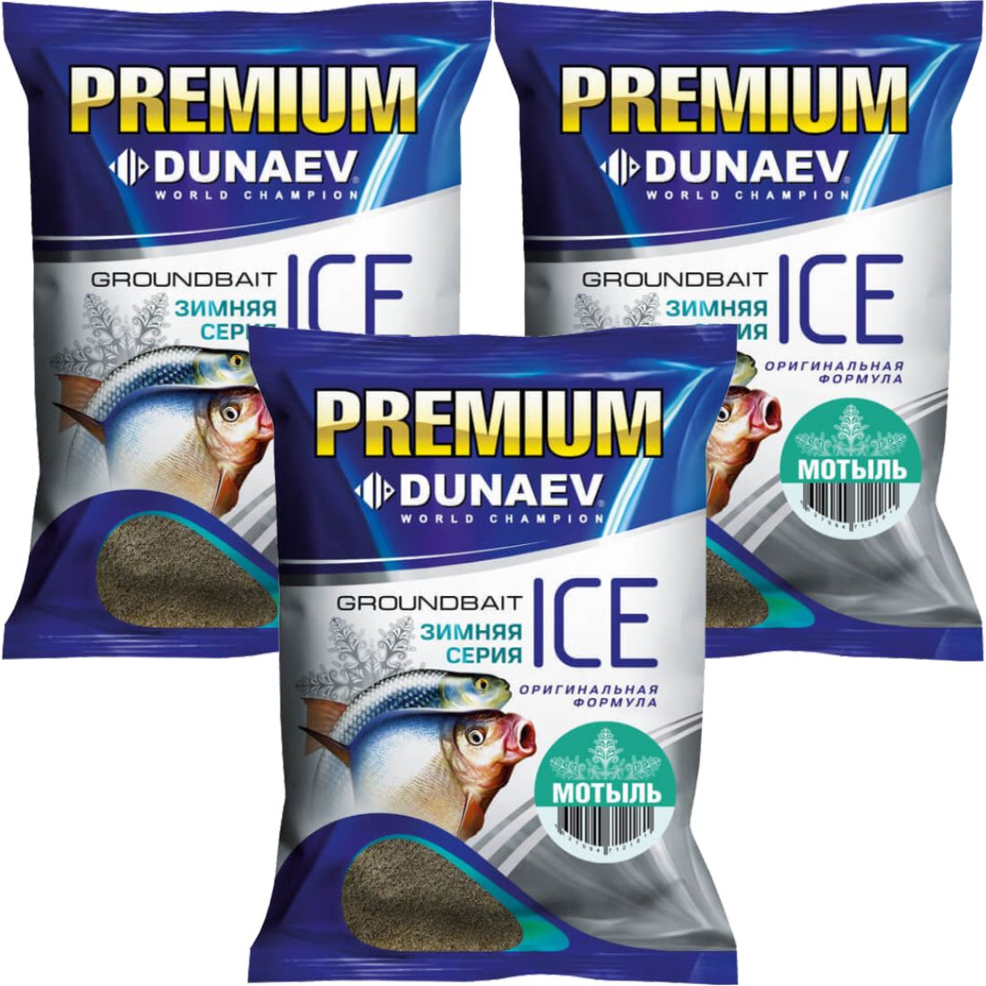 Прикормка рыболовная Dunaev Ice Premium Мотыль 3 упаковки