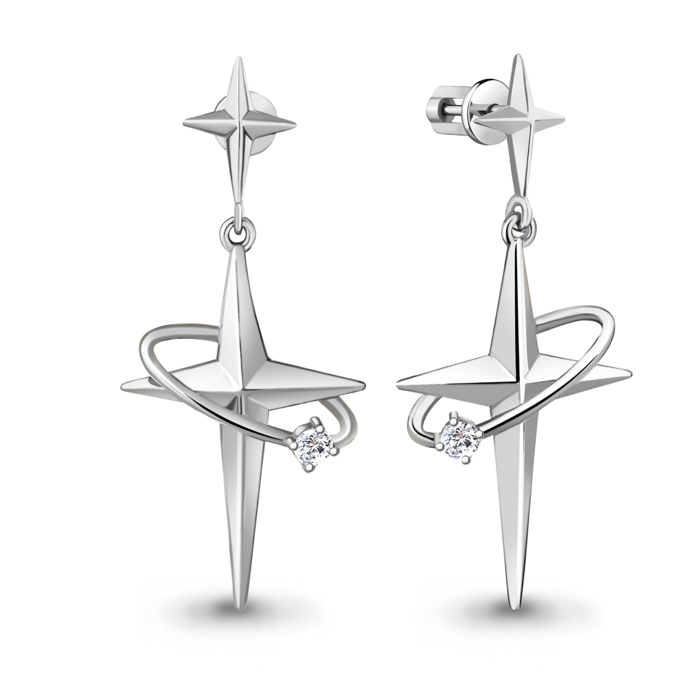 

Серьги из серебра с фианитом Aquamarine Aquamarine 49226А_925_р, 49226А_925_р
