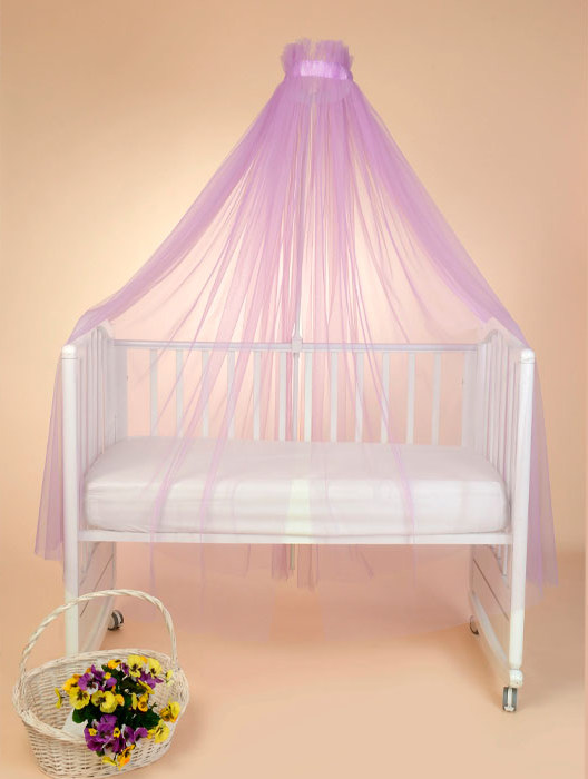 Балдахин с цветком для детской кроватки Тутси лиловый 170х600 см