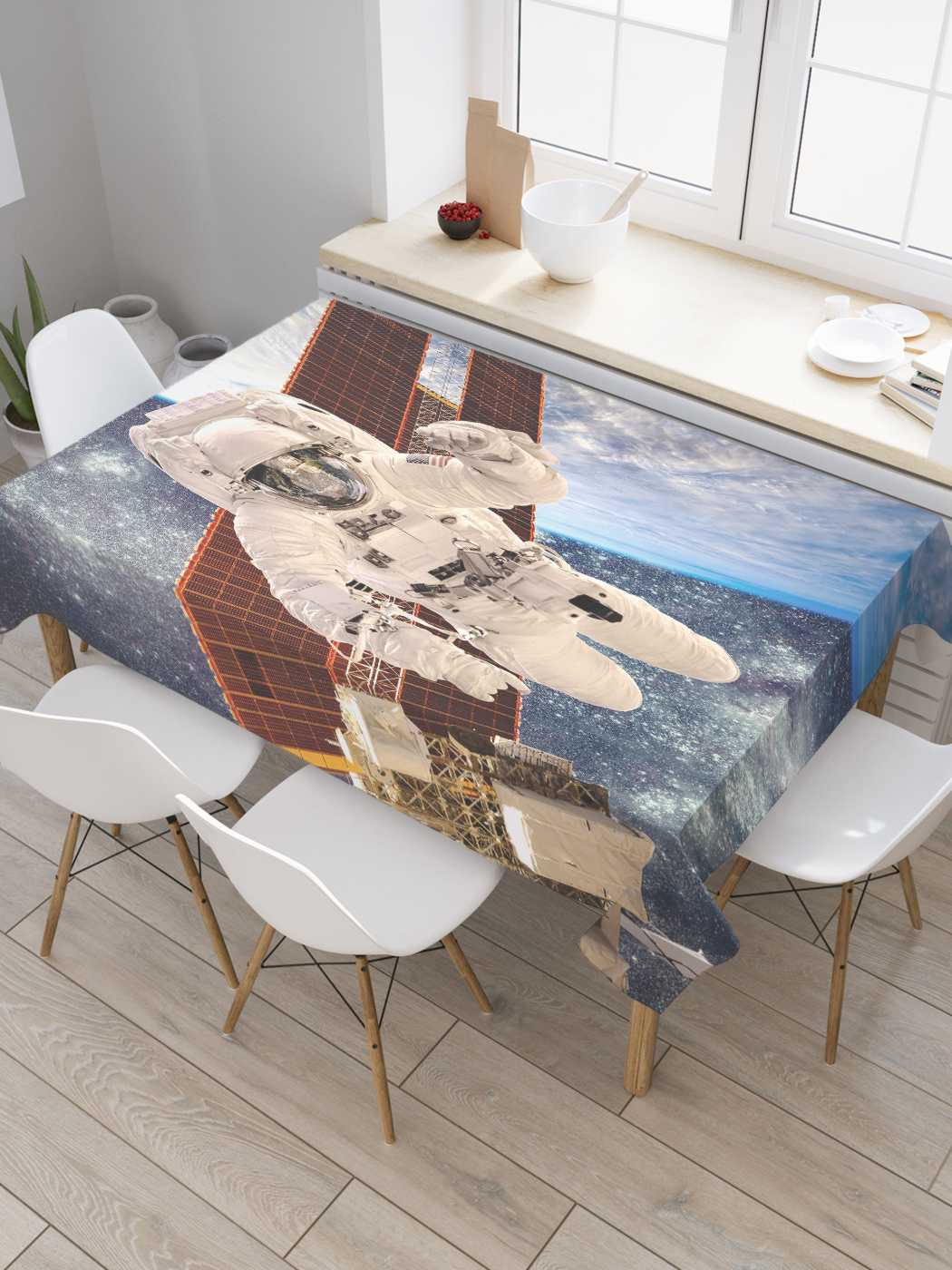 

Скатерть прямоугольная JoyArty "Космический полет" из оксфорда, 180x145 см, Космический полет