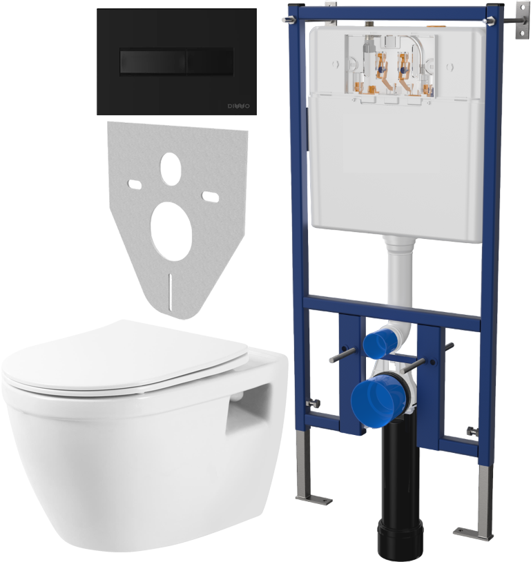 

Унитаз BelBagno Loto BB070CHR/SC+Система инст. DIWO 4501+Кнопка DIWO 7323 черная матовая, Loto BB070CHR/SC кнопка смыва 7323 черная матовая