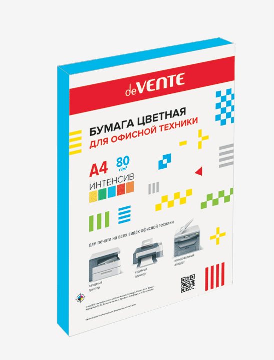 

Бумага для ксерокса deVente цветная А4 100л интенсив синий, 1819785