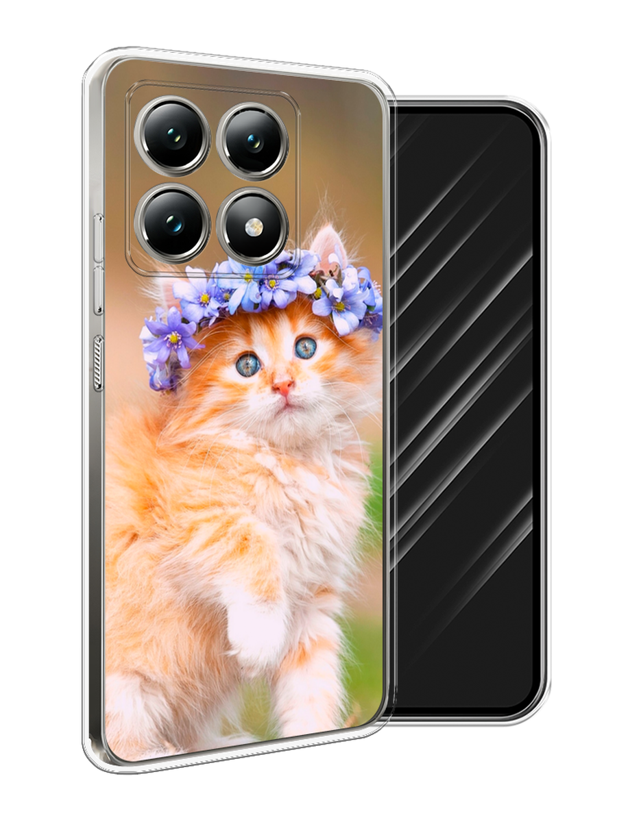 

Чехол Awog на Xiaomi 14T "Рыжий кот в венке", Коричневый;синий, 322850-1
