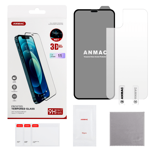 

Защитное стекло ANMAC для iPhone 11 + пленка назад 3D матовый с сеточкой