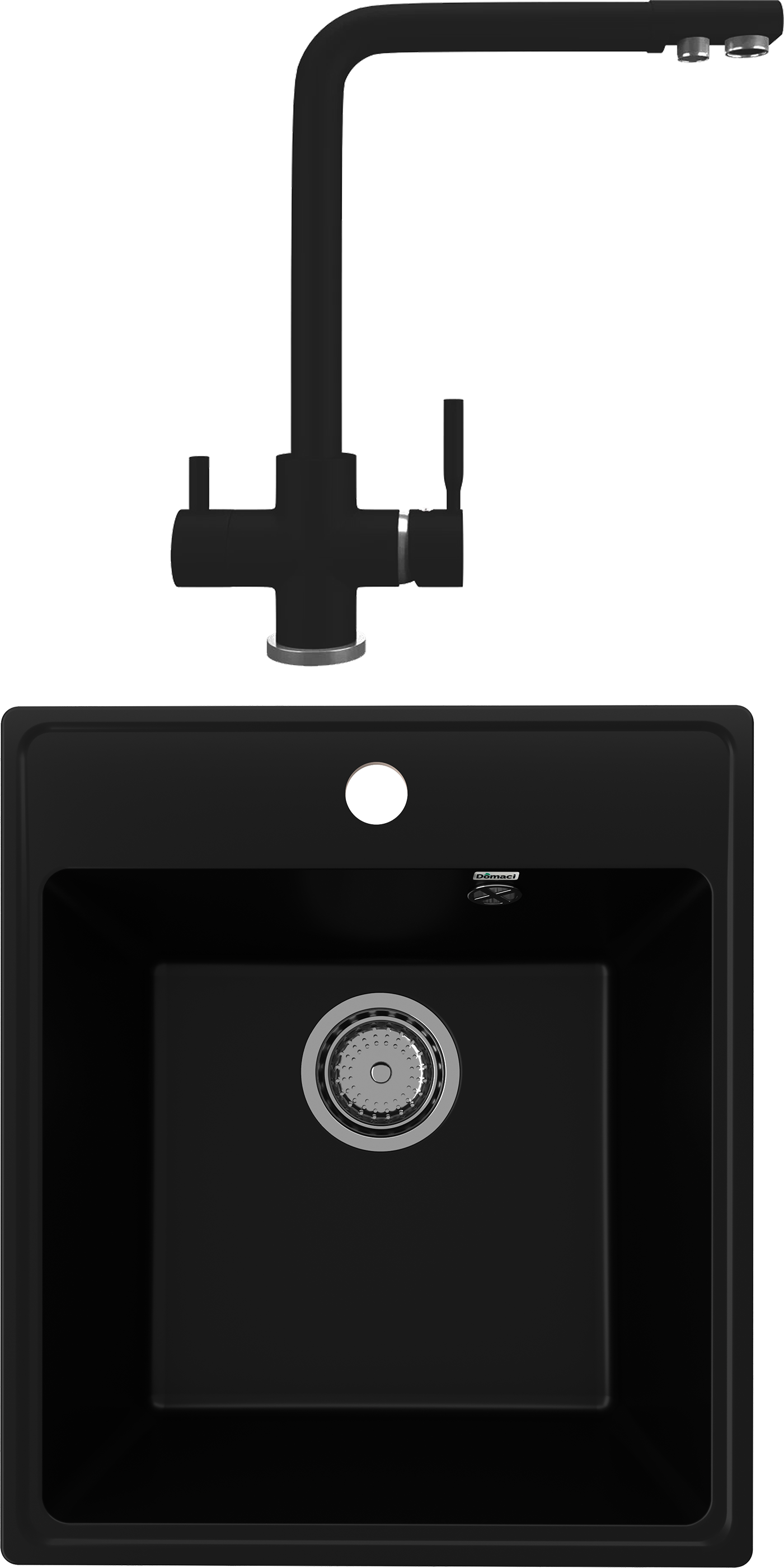 

Комплект Мойка кухонная Domaci Солерно DF 425-07 уголь + Смеситель для кухни Domaci Солерн