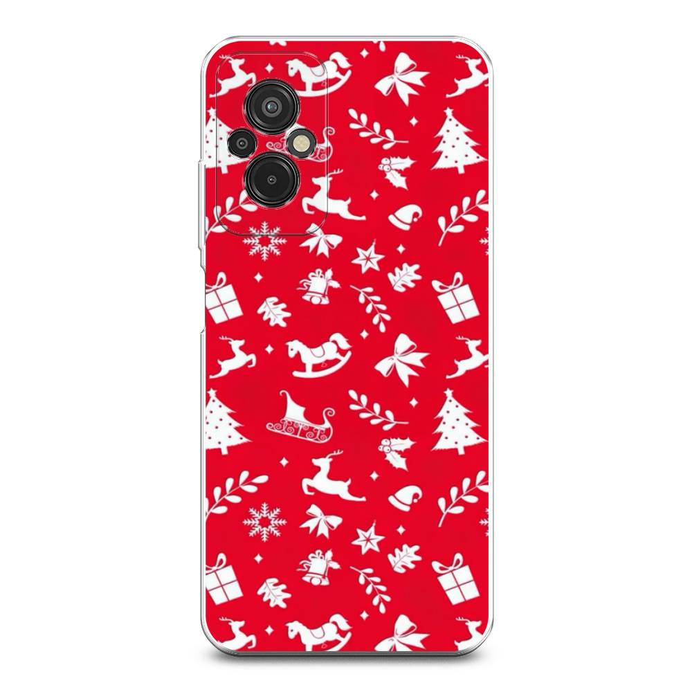 

Чехол на Xiaomi Redmi 11 Prime 4G "Красный новогодний фон", Красный;белый, 316850-5