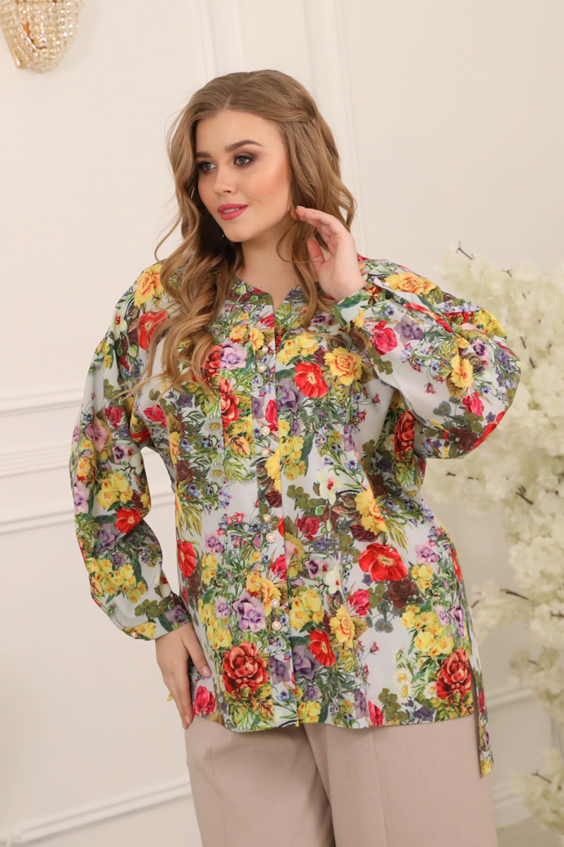 

Рубашка женская Wisell М5-4643 серая 50 RU, Серый, М5-4643