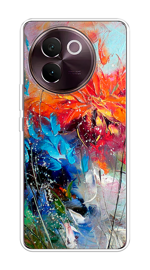 

Чехол на Vivo V30e "Абстрактные цветы", Оранжевый;синий, 2610550-1