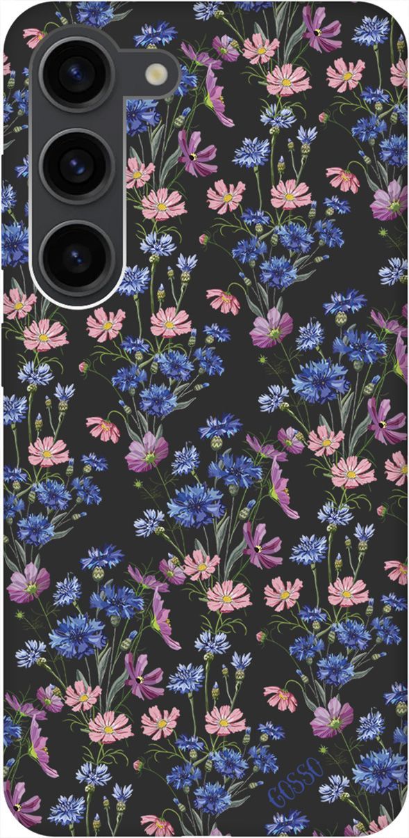 

Чехол на Samsung Galaxy S23 с 3D принтом "Lovely Cornflowers" черный, Черный;голубой, 158308