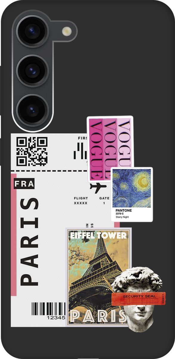 

Чехол на Samsung Galaxy S23 с 3D принтом "Paris Stickers" черный, Черный;белый, 158307