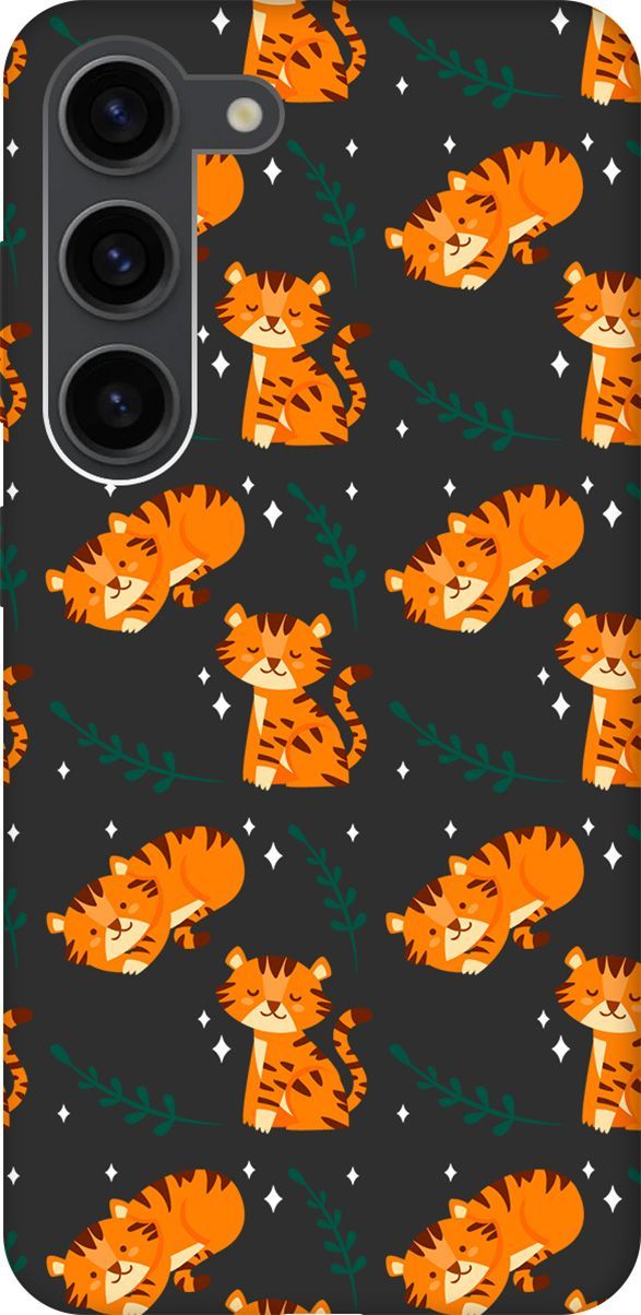 

Матовый Soft Touch Чехол на Samsung Galaxy S23 с 3D принтом "Tigers" черный, Черный;белый, 158307
