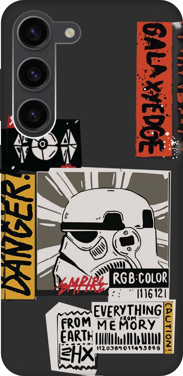 

Чехол на Samsung Galaxy S23 с 3D принтом "Stormtrooper Stickers" черный, Черный;белый, 158307