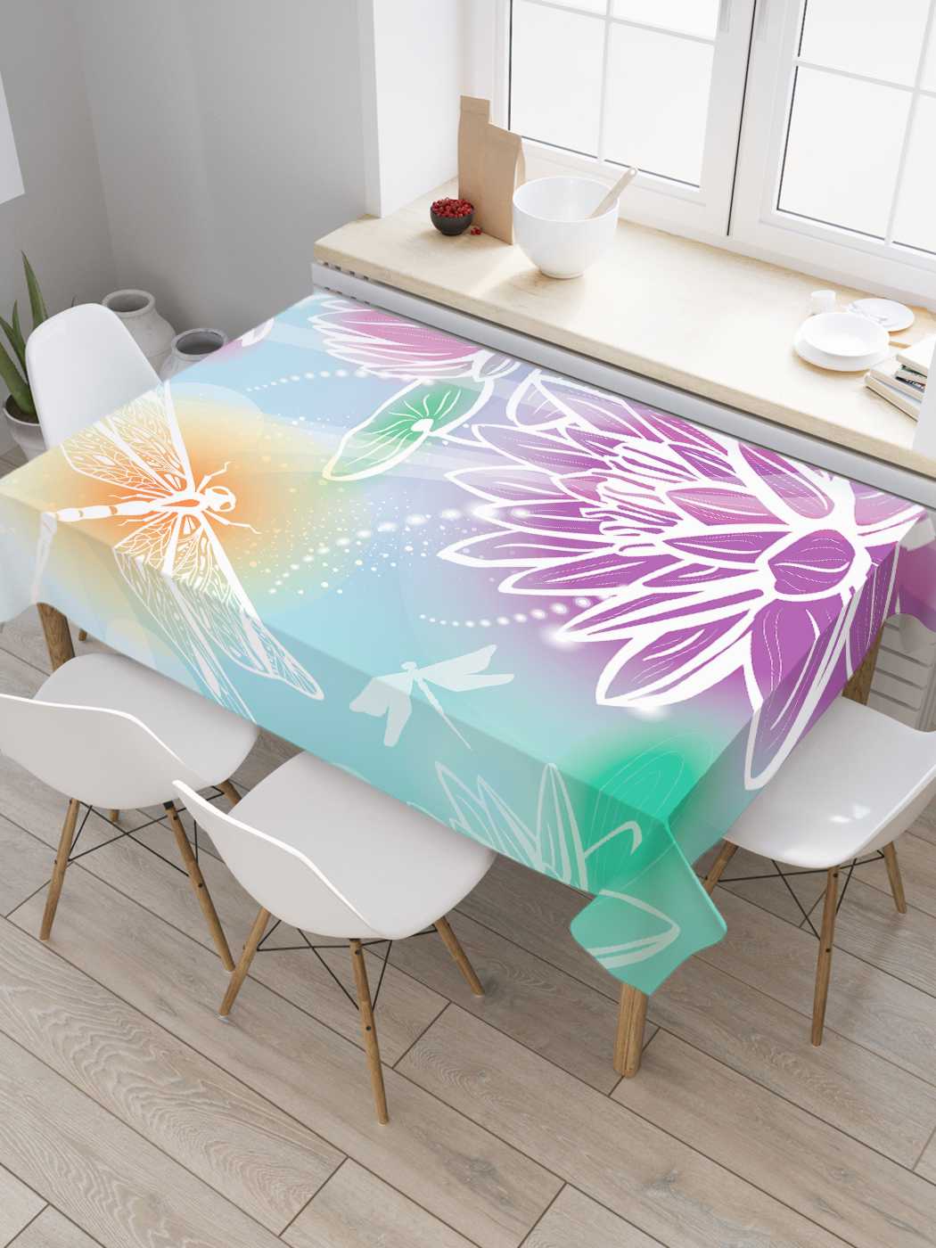 

Скатерть прямоугольная JoyArty "Цветочный гипноз" из оксфорда, 180x145 см, Цветочный гипноз