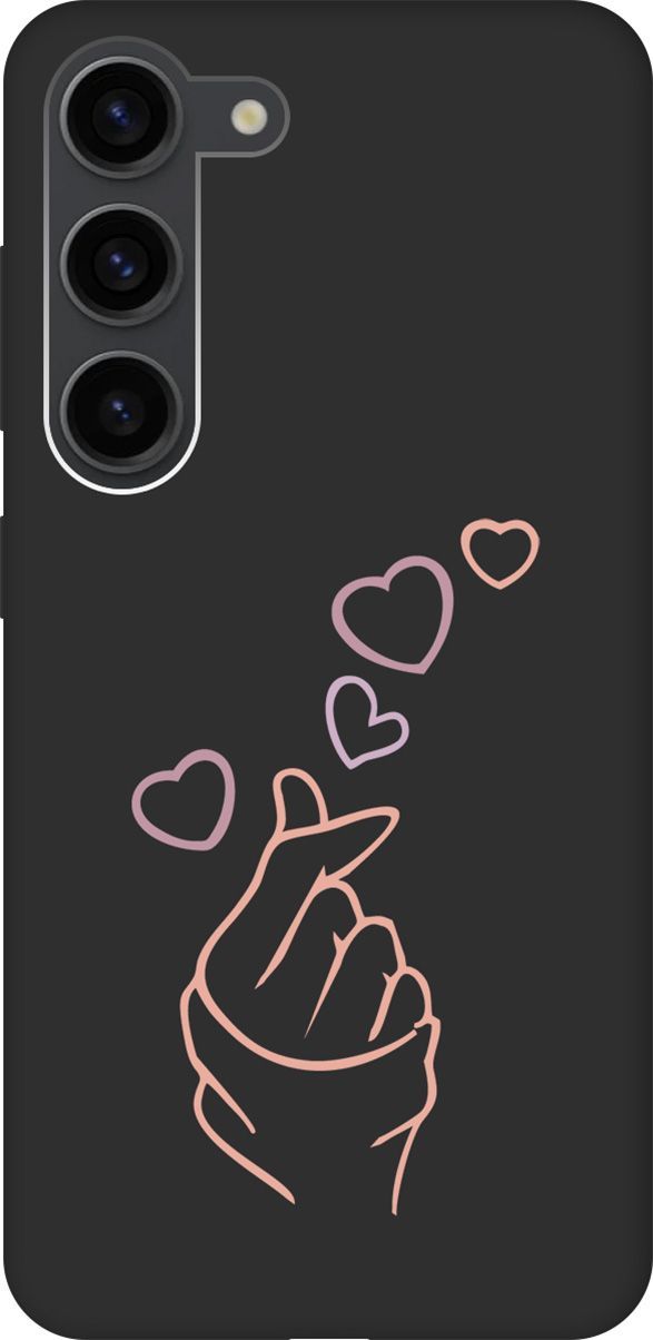 

Матовый Soft Touch Чехол на Samsung Galaxy S23 с 3D принтом "K-Heart" черный, Черный;розовый, 158306