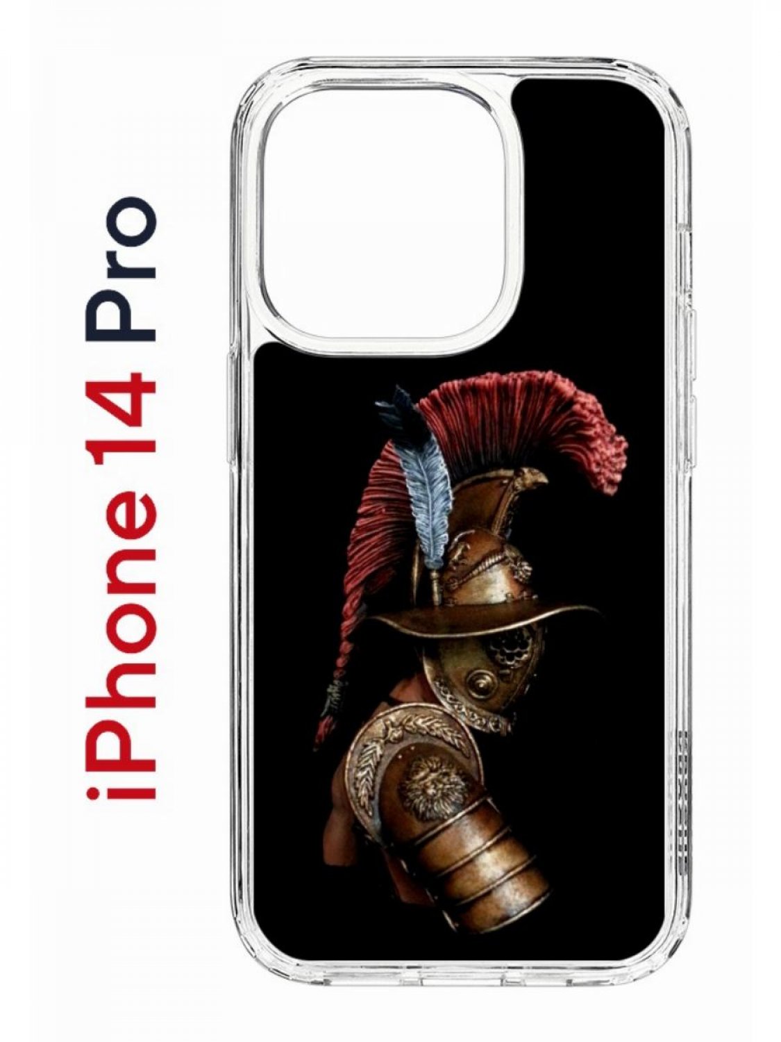 фото Чехол на iphone 14 pro с принтом kruche print гладиатор, бампер с защитой камеры кruче