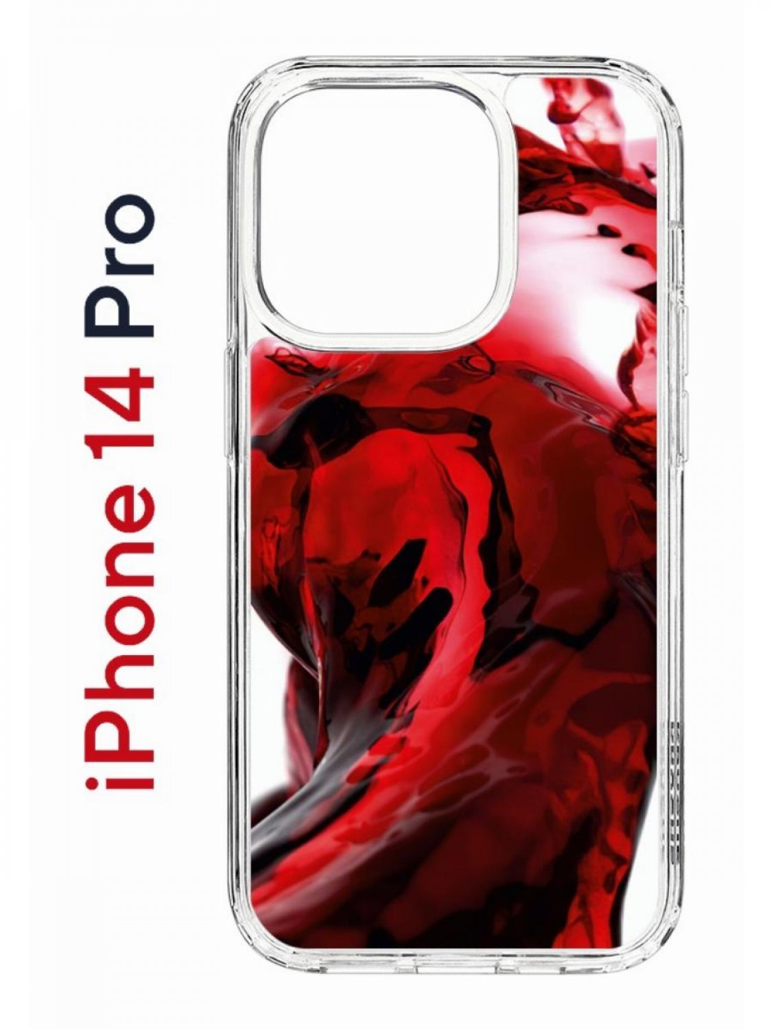 

Чехол на iPhone 14 Pro с принтом Kruche Print Вино, бампер с защитой камеры, Прозрачный;красный;бордовый;черный, Айфон 14 про