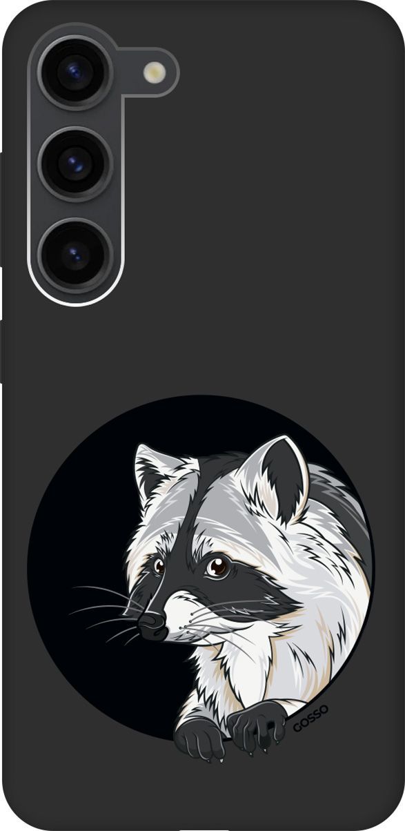 

Чехол на Samsung Galaxy S23 с 3D принтом "Raccon in a Hollow" черный, Черный;белый, 158306