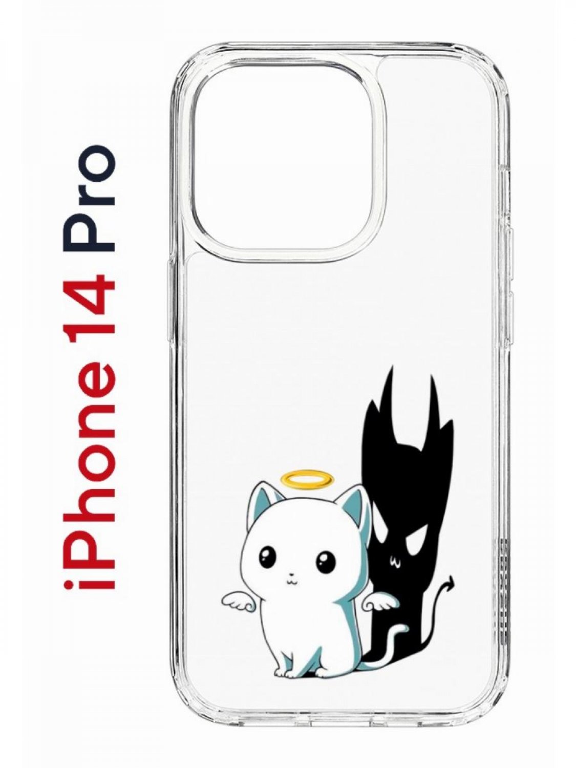 Чехол на iPhone 14 Pro с принтом Kruche Print Angel Demon, бампер с защитой камеры