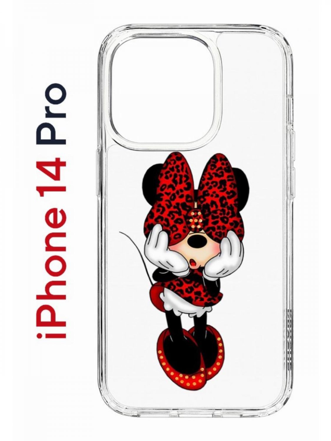 

Чехол на iPhone 14 Pro с принтом Kruche Print Минни, бампер с защитой камеры, Прозрачный;красный;белый;черный, Айфон 14 про