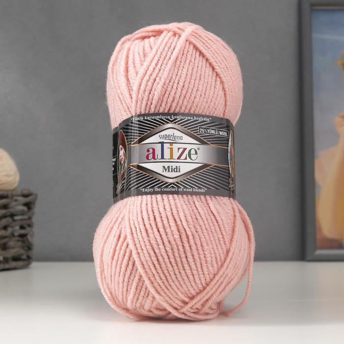 

Пряжа "Superlana midi" 25% шерсть, 75% акрил 170м/100гр (523), Розовый