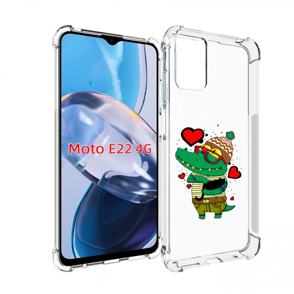 

Чехол MyPads Влюбленный крокодил для Motorola Moto E22 4G / E22i 4G, Прозрачный, Tocco