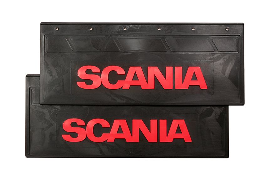 

Комплект брызговиков SCANIA задние 670*270 (LUX) красная надпись