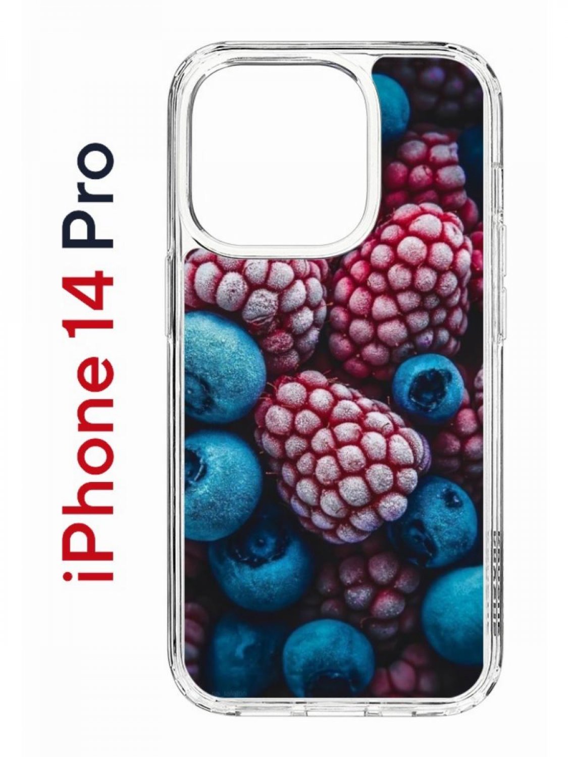 фото Чехол на iphone 14 pro с принтом kruche print fresh berries, бампер с защитой камеры кruче