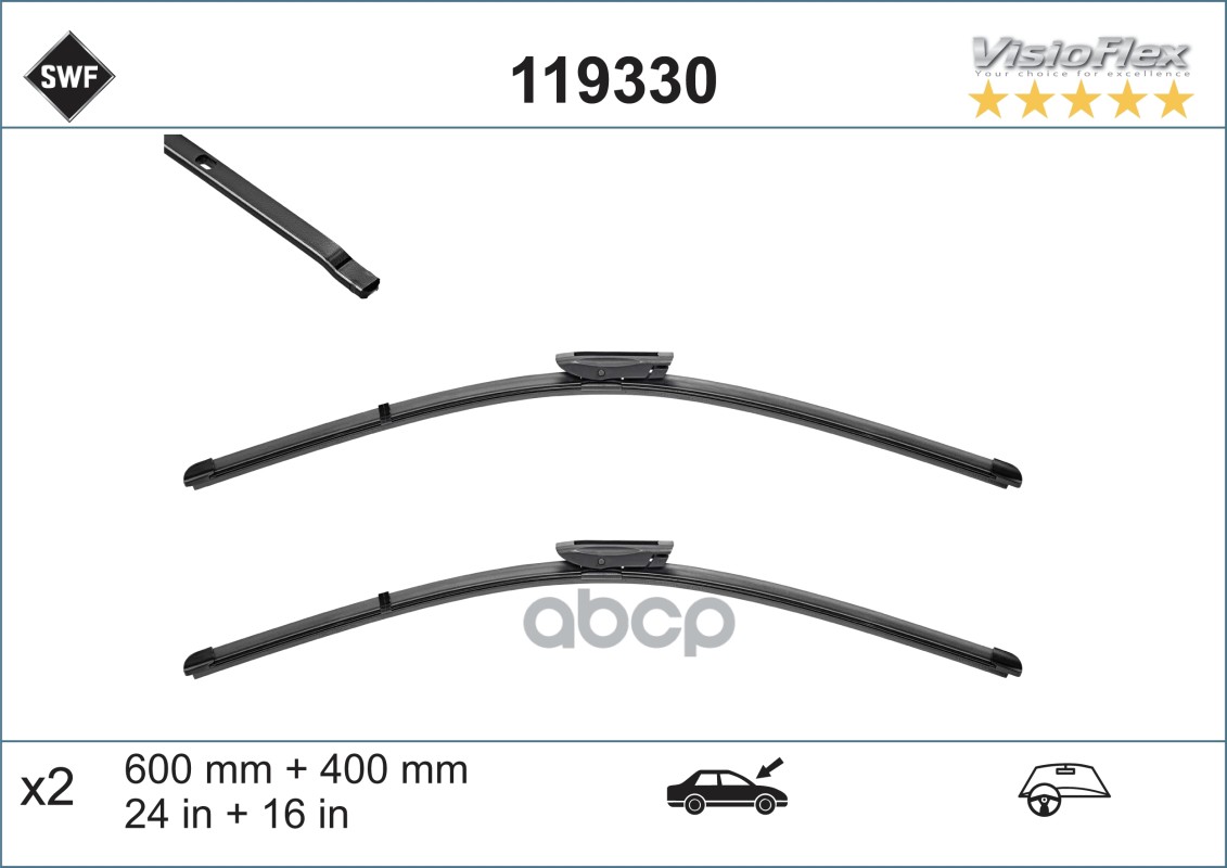 

Щетки Ст./Очист.Swf Vf 600/400 Мм X 2 Шт Valeo арт. 119330