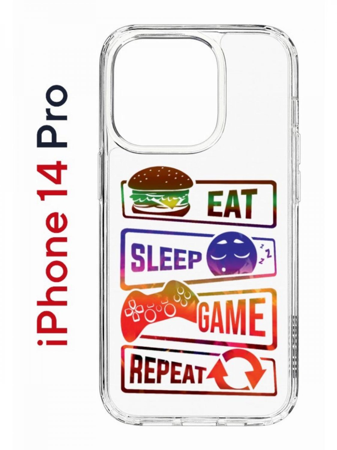 Чехол на iPhone 14 Pro с принтом Kruche Print Repeat, бампер с защитой камеры