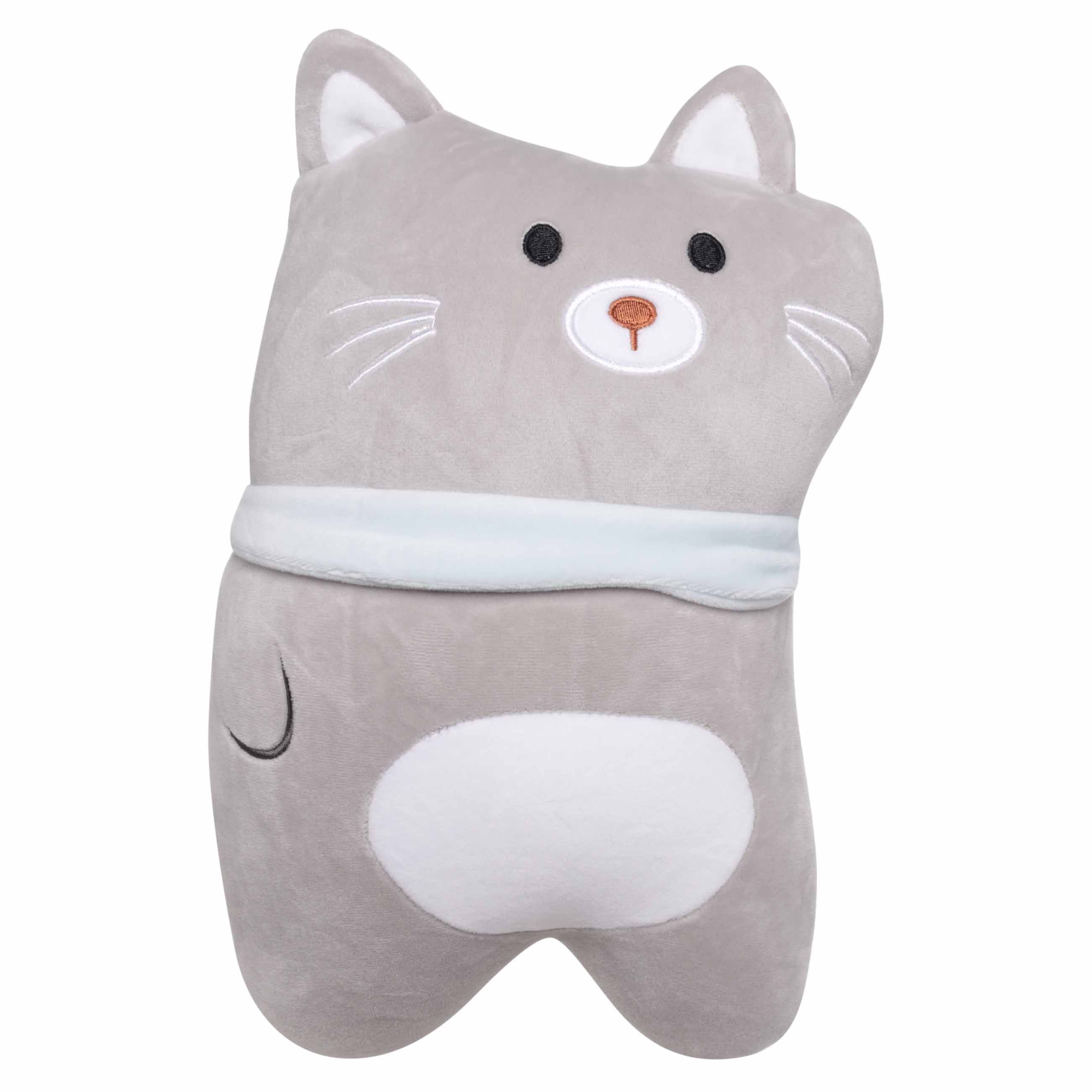 

Подушка-игрушка для путешествия 2 в 1 Kuchenland Grey cat, серая, Серый