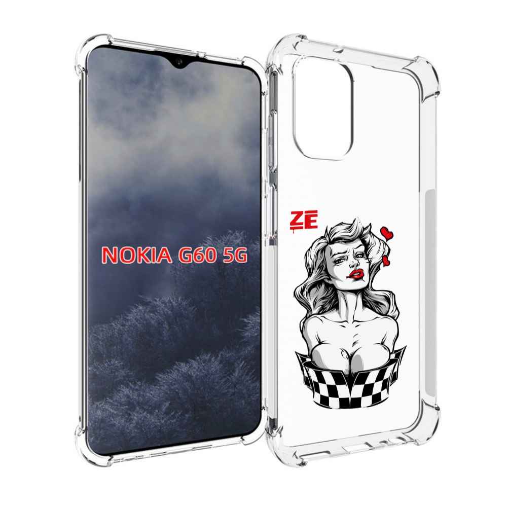

Чехол MyPads черно белая девушка с красными губами женский для Nokia G60 5G, Прозрачный, Tocco