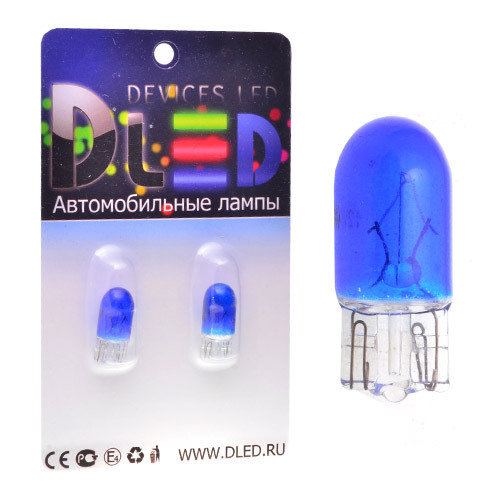 Галогенная автомобильная лампы T10 W5W Blue (Комплект 2 лампы)