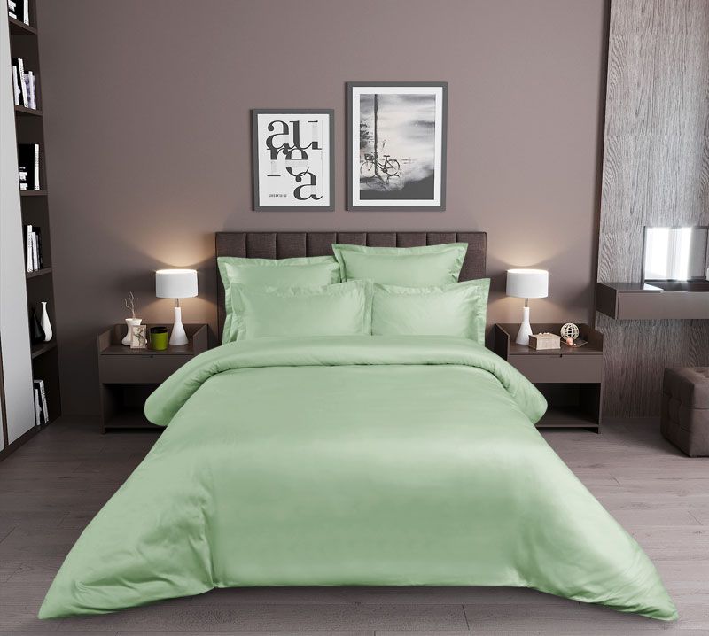 фото Комплект постельного белья малахит евро сатин зеленый текс-дизайн