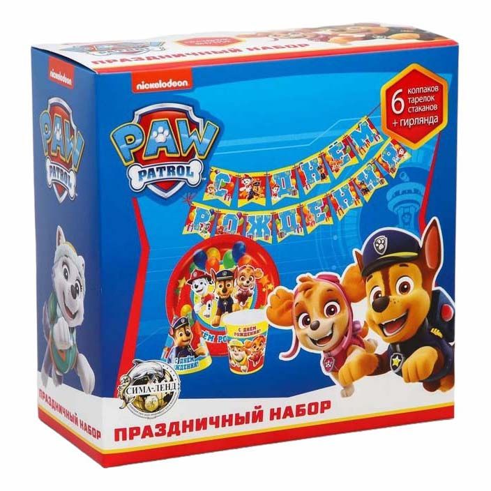 

Набор одноразовой посуды Paw Patrol С Днем Рождения! картон на 6 персон, Разноцветный