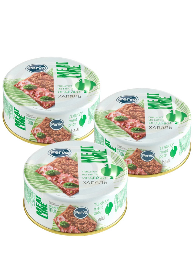 Паштет с мясом индейки халяль Perva Meat Line 100 гр*3 шт.